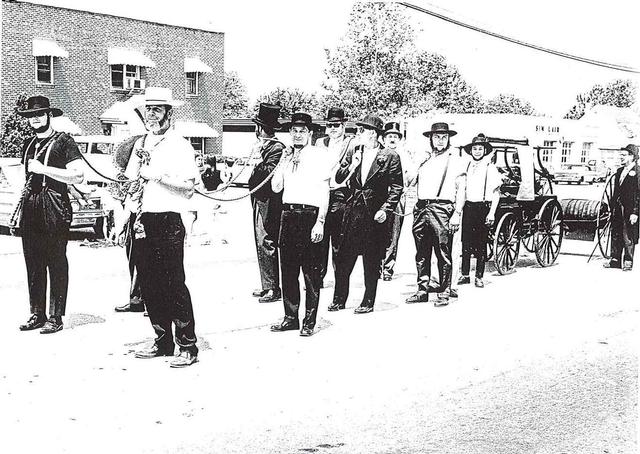 1968 - Thorndale Members Pull Hand Drawn Antique in Parade on Lincoln Highway